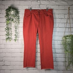 Old Navy Women's Flare Leg Jeans Raw Hem Vibrant Red Vintage Look Size 12